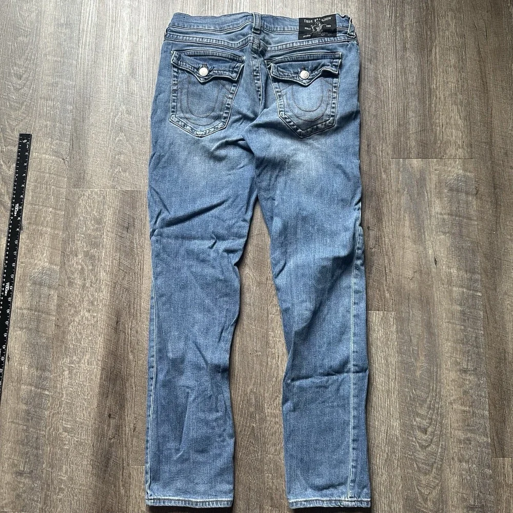 True Religion Rocco Relaxed Skinny Jeans Mens Sz 34 X 32 Dark Blue Wash Denim